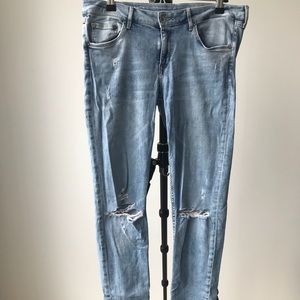 H&M Super Skinny Light Blue Wash Distressed Jeans